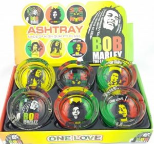 Glass Ashtray - Bob Marley Leaf Design