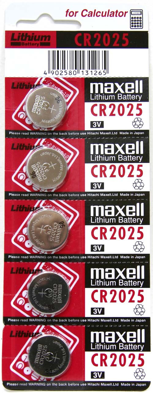 Maxell Lithium Battery CR 2025 (5 on a Card)