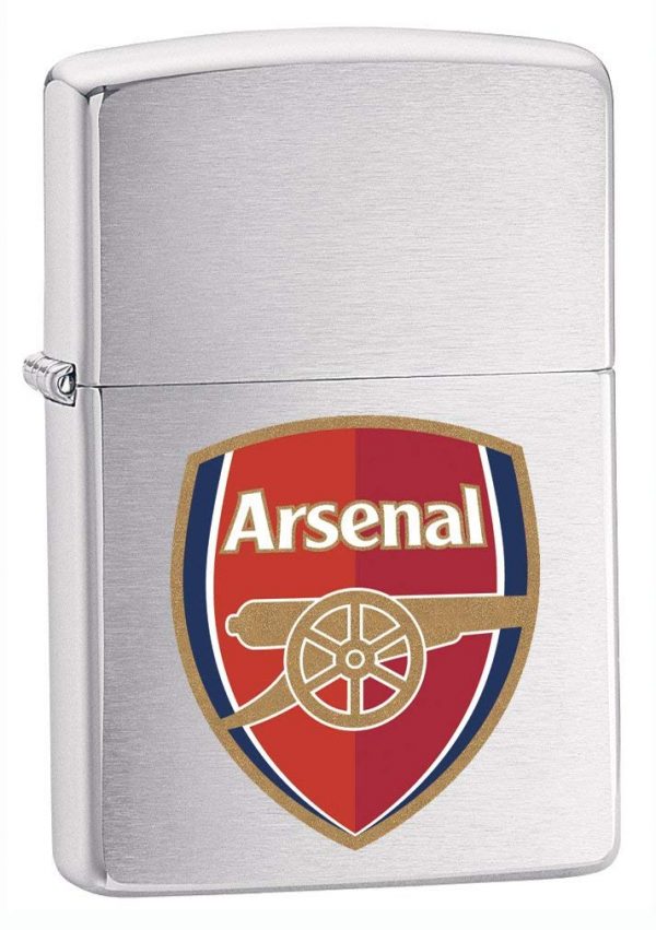 Genuine New Zippo Arsenal FC Brushed Chrome Lighter 200