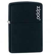 Genuine New Zippo Black Matte Logo Lighter 218ZL