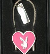 Playboy Wire Metal Key Chain with Heart Bunny