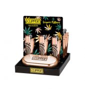 Clipper CMP11R Metal Flint Rose Gold Leaves Pattern Lighters 12pcs – CM3S002UK