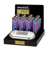 Clipper Metal Large Classic Finishes Lighters Icy with Case – CM0S019UK – 12’s